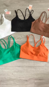 Áo bra nữ tập gym yoga aerobic thể thao LULU kèm mút có khóa cài thun lạnh thấm hút mồ hôi co dãn 4 chiều BINSPORTS A300