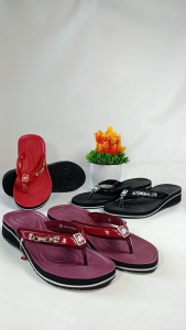 Ardiles Agnes Sandal Jepit Wedges Karet Kasual Wanita