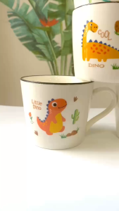 Ly Sứ Hình Khủng Long Dino 350ml Dễ Thương Cho Bé - Cốc Sứ Cafe Vui Nhộn Bữa Sáng Văn Phòng