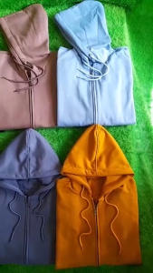 Jaket Hoodie Zipper Polos Hijau Sage