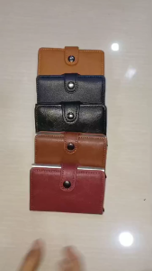 Bowen K9122 / KB239 Dompet Kartu Lontar RFID dengan Kancing Pengunci Muat Banyak Kartu Anti Ribet