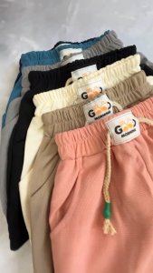 Kid 1-10Y Waffle Knit Fabric Casual Soft Pants