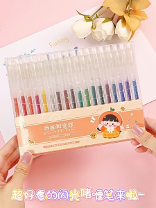 12Colors Glitter Gel Pens 1.0mm Coloring Markers Colored Pen Drawing Doodling Art Supplies Fun Stationary