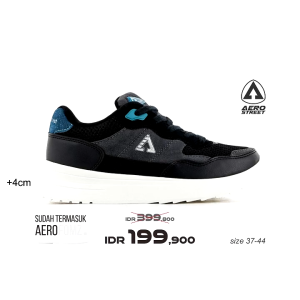 Aerostreet 37-44 Ortiz Natural Hitam Hijau Toska - Sepatu Sneakers Sport