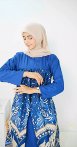 GAMIS BATIK KOMBINASI POLOS TERBARU GAUN NAVI REMPEL