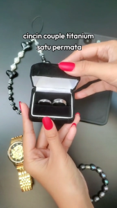 Cincin Couple Silver Permata Plated Tunagan pasangan CCCSPP