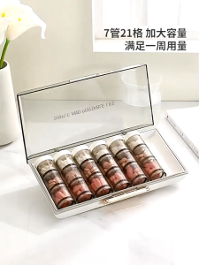 Portable 7-day pill box with 21 compartments for easy medication administration