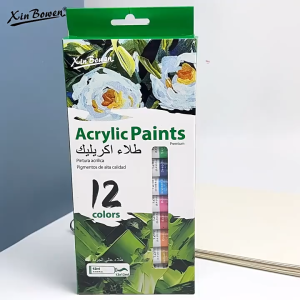Acrylic/Water/Oil Color Paint Set Aluminum Pipe Pigment 12 Colors 12ML/Tube Non Toxic with Brush For Artist Hobby Painters Adults and Kids Perfect for Working on Paper Canvas Fabric Eggs Wood Flowerpot Rocks Surfaces