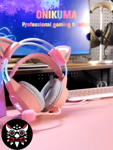 Onikuma X15 Pro RGB Headset Deer Ear Light Double-Head Beam Noise Cancelling Microphone Gaming Headphones with microphone 3.5 mm wired headset for PC XBOX PS4