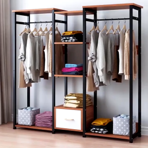 MONI ตู้เสื้อผ้า ราวแขวนเสื้อผ้า ตู้ผ้าเด็ก ราวแขวนเสื้อผ้า พร้อมชั้นวางของ โครงเหล็ก 120cmตู้เก็บผ้า MDF สไตล์โมเดิร์น ราวแขวนเสื้อผ้าความจุขนาดใหญ่