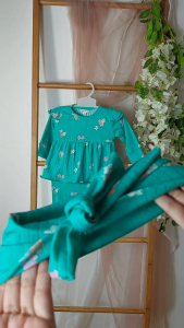 Isvara Oneset Free Headband - Setelan Baju Bayi Perempuan Bonus Bandana Maybee Kids Mybee