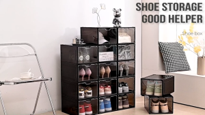 Acrylic Shoe Box Magnetic Clear Stackable Organizer Large Space Sneaker Container Storage Shoe box