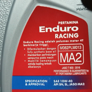 Pertamina Enduro Racing 08L Liter 10w40 JASO Ma2 API SJ Oli Motor Sport