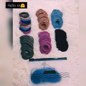 Ikat Rambut Korea isi 100 plus zipper bag ikat rambut murah isi 100 ikat rambut warna warni