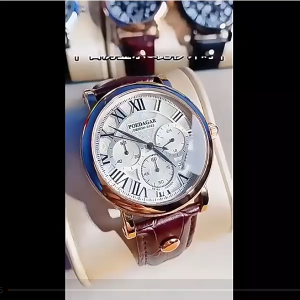 นาฬิกาผู้ชาย POEDAGAR PW-48 กันนํ้า ซีเรียลโครนโซ่ สีดำ