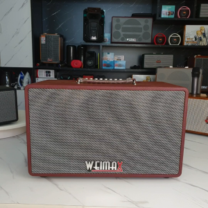 Loa karaoke xách tay Weimax T-120 công suất 750W tặng kèm 2 micro không dây âm thanh sống động mạnh mẽ chỉnh bass treble echo reverb kết nối đa dạng thời gian hoạt động 6-8h