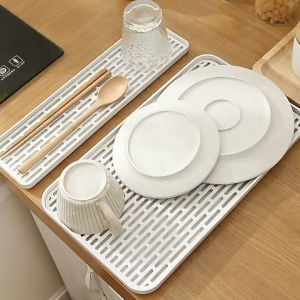 Versatile Double-Layer Drainer with Drip Tray – Dish Fruit Mug Utensil & Tea Tray Holder for Kitchen Counter