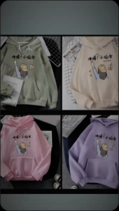 Sweater Hoodie Anak Girl Boba Build Up Terbaru Bahan Tebal Untuk Anak Usia 5 Tahun - 15 Tahun