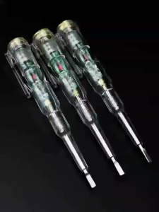 ZCAUTO ปากกาทดสอบแรงดันไฟฟ้า แบบไม่สัมผัส มีไฟ LED สองสี ไขควงใบมีดแบน LED ตรวจจับสายไฟ