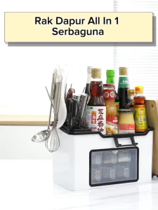 Rak Bumbu Dapur 6 Laci FREE 6 Sendok / Wadah Penyimpanan Botol Saus Garam Lada Merica Tempat Pisau Serbaguna / Multifunctional Kitchen Shelf All In 1 Berkualitas Tahan Lama Cocok Untuk Kado Pernikahan - FR GALLERY