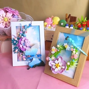 YKO Block Eternal Flower Photo Frame Flowers Bouquet Gift Decoration Building Brick Toy Boy Girl Bunga 永生花相框积木
