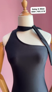 Bikini 1 mảnh cột dây cổ to 1 bên màu đen sang chảnh