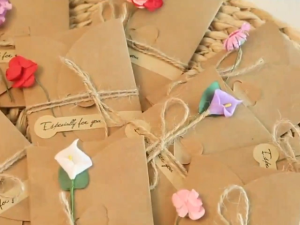 1PC Kraft Paper Dried Flower Anniversary  For Birthday Gift Creative DIY Blessing Greeting Card Hand Gift Business Card