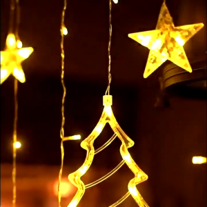 Twinkle Star 128 LED Elk Star Curtain String Lights Curtain String Light for Wedding Party Home Garden Bedroom Outdoor Indoor Wall Warm White colourful
