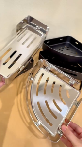 Kệ nhà tắm kệ nhà bếp Inox 304 Anshin - kèm 2 móc treo keo dán và đinh ốc - giá treo tường