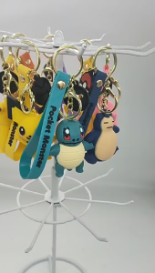 Pikachu Keychain Cartoon Cute Anime Figure Keychain Pokemon Doll Backpack Pendant Car Keychain Kids Toy Party Gift