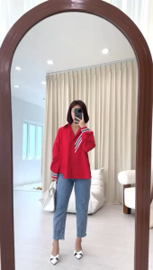 NANDO ATASAN KEMEJA WANITA OVESIZED LENGAN PANJANG TANGAN KARET FULL KANCING FASHION KASUAL