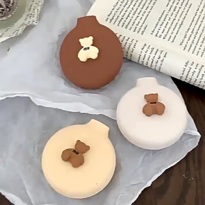 Sisir Cermin Bulat Model Lipat Kaca / Sisir Travelling 2in1 Motif Lucu