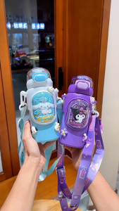 ชุกอุณหภูมิลายการ์ตูน ทั้งยกดื่ม หลอดดูด มีสายคล้องมือ ความจุ 460 mL รับความร้อน-เย็นได้นาน สำหรับเด็ก
