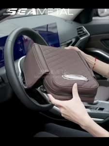 SEAMETAL Car Armrest Tissue Box Cushion PU Leather Multifunctional Arm Rest Cushion Tissue Bag Durable Soft Height Pad