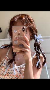 F4 Jepit Rambut Wanita Pita Ganda Long Ribbon Bowknot Hair Clip Double Twist Braided Hairpin IPJB001