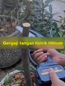 AHH Gergaji Mesin 6inch Mini Chainsaw 2 baterai Cordless gergaji listrik multifungsi genggam 1200W pemotong kayu gergaji elektrik