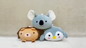 Bantal Travel Set Koala Lion Pinguin dengan Penutup Mata - Bahan Yelvo Isi Kapas Highgrade SNI Terjamin