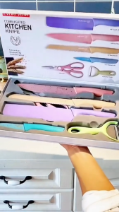 Pisau Dapur Set 6 in 1 Keramik Jerami Stainless Steel