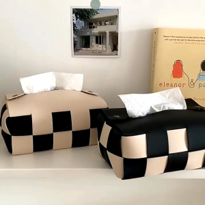 【Wireless】 Tranquil Checkerboard High-End สีดำกล่องกระดาษทิชชูสีขาวห้องนั่งเล่นโต๊ะรับประทานอาหารหรูหรากล่องกระดาษอเมริกันกล่องกระดาษตกแต่งกล่องกระดาษ
