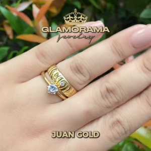 Glamorama Couple Rings: "Juan" Engagement & Wedding Ring Set