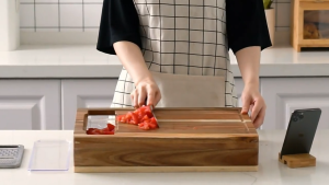 Multifunctional Chopping Board with Slicers Kitchen Wooden Antibacterial Cutting Board Wood Bamboo Chopping Blocks Vegetable Cutting Board with 4 Drawers Containers Tray and Grater Essentail Kitchenware