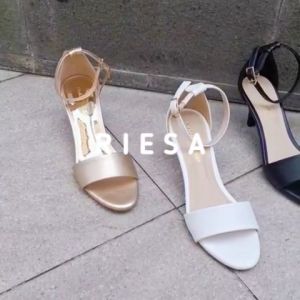 Nicholas Edison Heels Riesa Black Sepatu Peep toe Hak Tinggi Sedang Tali Kait Simpel