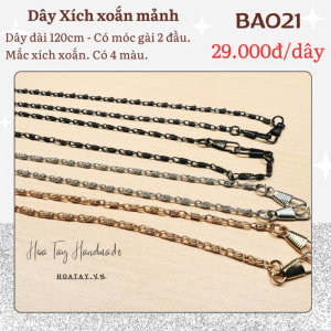 BA021 - Dây Xích Mảnh Khóa Xoắn 120cm: Thời Trang Tinh Tế Phù Hợp Cho Các Mẫu Túi Ví Cầm Tay Nhỏ