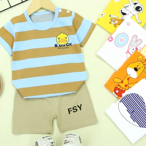 😎เสื้อผ้าเด็กเล็ก ชุดเซทเด็ก ลายสุดน่ารัก เสื้อแขนสั้น + กางเกงขาสั้น Childrens clothing set