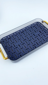 Nampan transparan dengan gagang/ Tray Minimalis Makanan/ Baki Gelas Cangkir dengan Tirisan 40.5 x 24.6 AA22