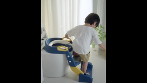 Adjustable Foldable Kids Potty Training Seat with Non-Slip Silicone Cushion & Safety Ladder