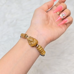 Q38 Vòng lu thống ngũ điếu hồ ly chúa Thạch Anh Tóc Vàng Nâu dày đặc tóc Thổ & Kim - Phong Thủy TUDO P