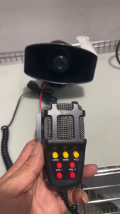 12V/24V 100W ส่งไวจากกรุงเทพไซเรนเตือนภัยรถยนต์อิเล็กทรอนิกส์ แตร ไมโครโฟน 120-150dB รถจักรยานยนต์ไซเรนรถไมโครโฟนลำโพง 7เสียง