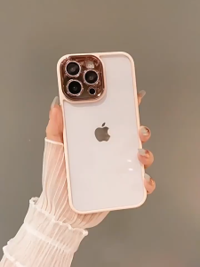 Luxury Glitter Lens Protection Transparent Silicone Phone Case for Iphone 15 11 12 13 14 Pro Max Plating Clear Case Shockproof Back Cover