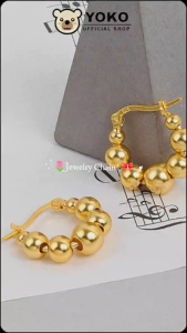 YOKO Anting Wanita Bentuk Bulat Berlapis Emas Anti karat dan Anti Luntur Anting Wanita Dewasa Asli Anting Tusuk Korea Style E1-29